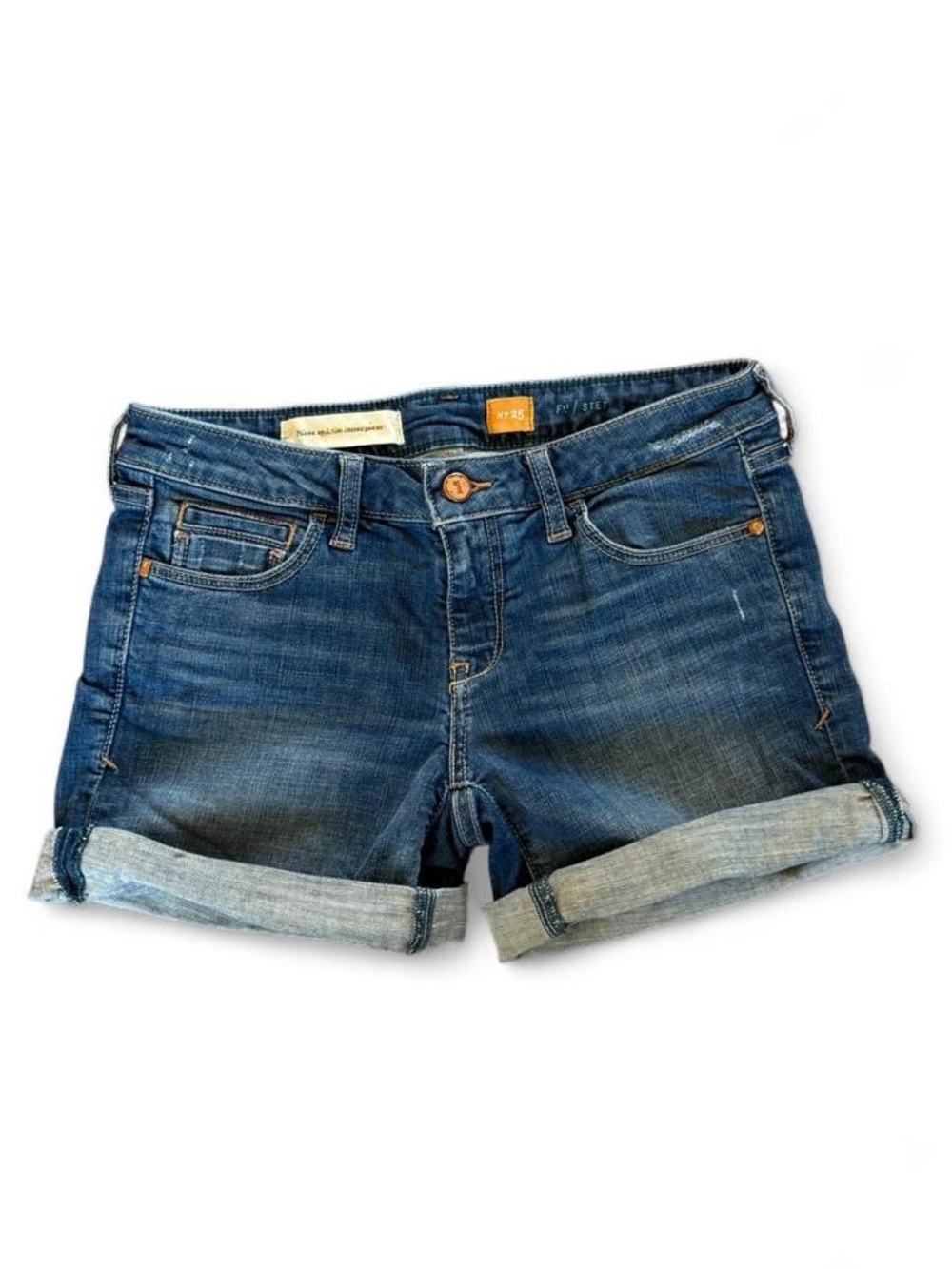 Pilcro Stet Women’s Denim Shorts 25 Blue Mid Rise Cuffed 3" Inseam